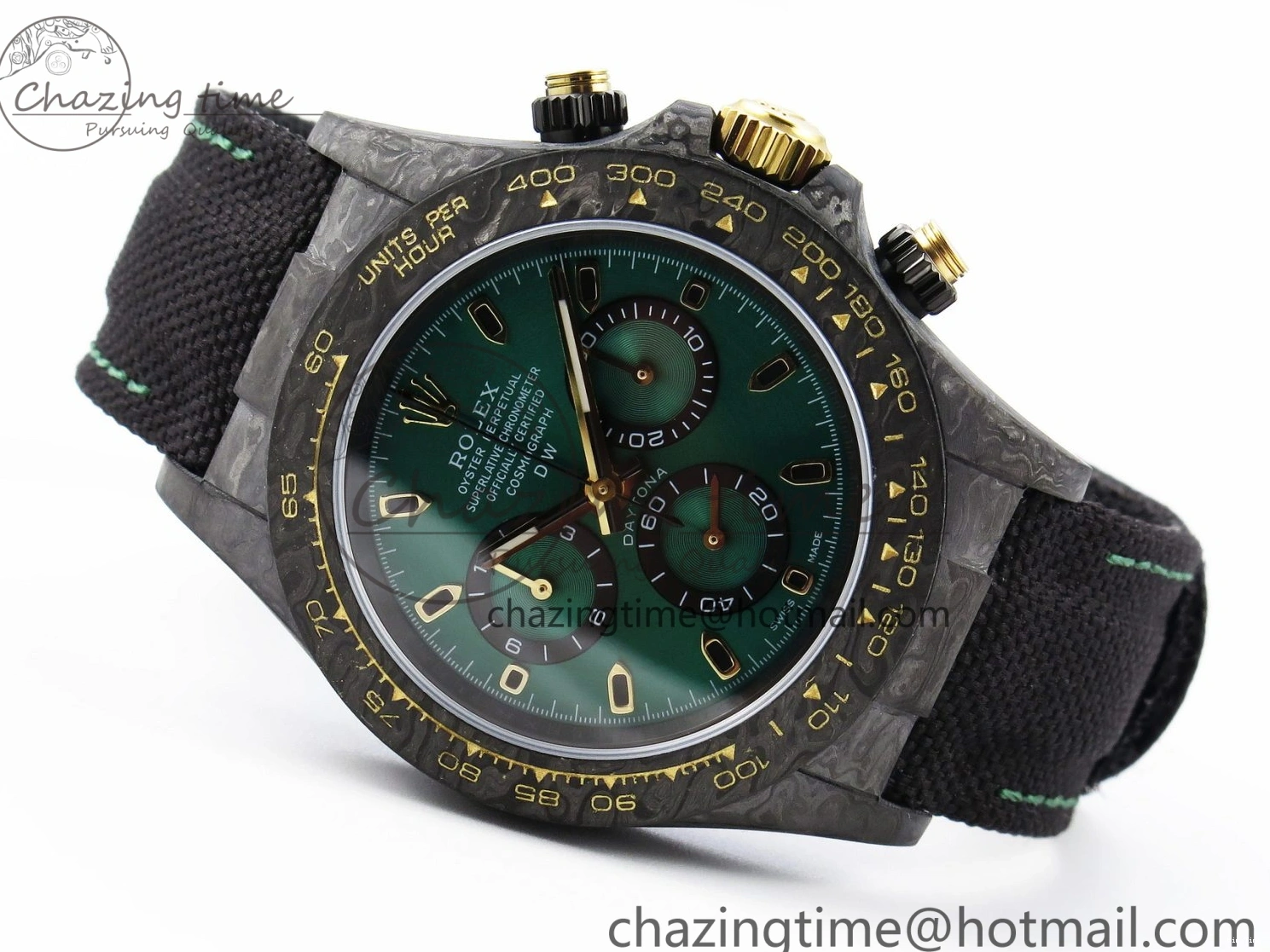 MiroTime 0407 TimelessDesign Daytona DIW Carbon YG Case and Bezel DIWF Edition Green Dial on Black Nylon Strap A 1883